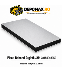 Placa BOND argintiu/alb 3mm, 1500x3050mm, aluminiu 0.2mm
